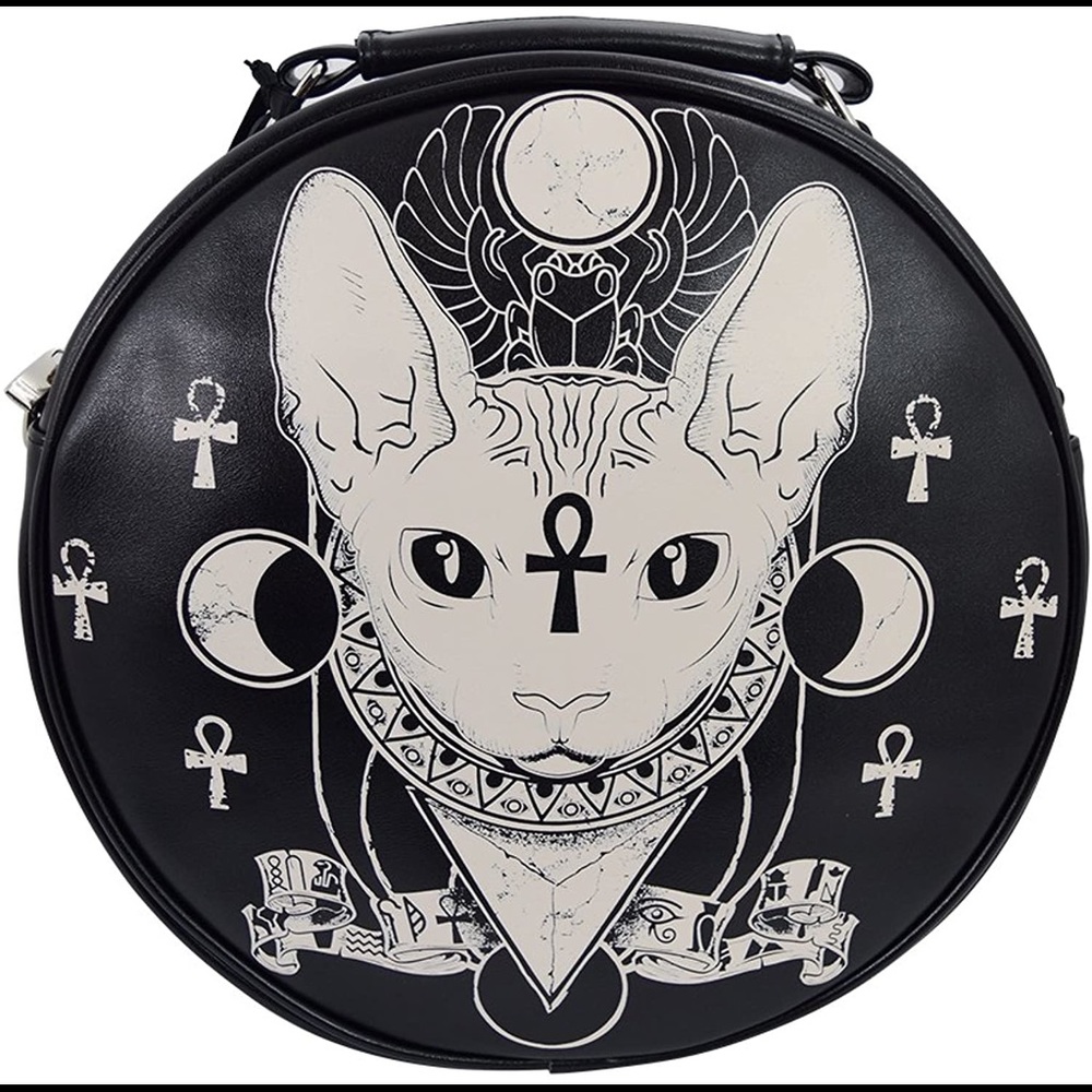 Banned Apparel Bastet/Sphinx Cat Round Purse Shoulder Bag